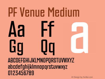 PFVenue-Medium Version 1.000 Font Sample