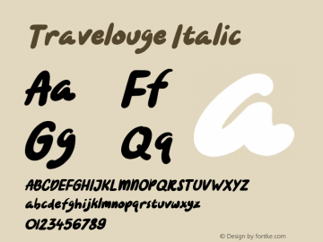 Travelouge Italic Version 1.000 Font Sample