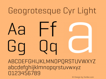 GeogrotesqueCyr-Light Version 1.000;PS 1.0;hotconv 1.0.88;makeotf.lib2.5.647800 Font Sample