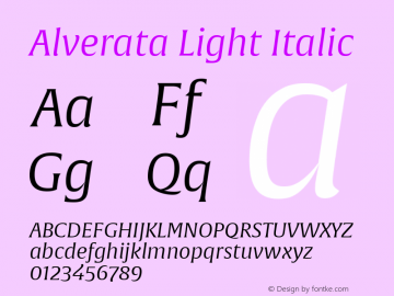 Alverata Lt Italic Version 1.001 Font Sample