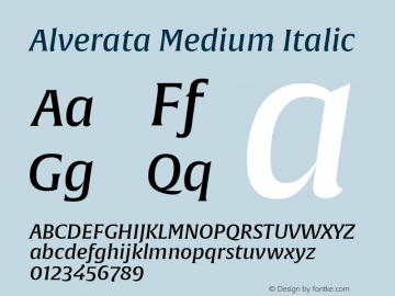 Alverata Md Italic Version 1.001 Font Sample