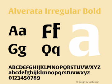 Alverata Irregular Bold Version 1.000 Font Sample