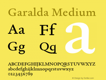 Garalda Md Version 1.004 Font Sample