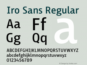 Iro Sans Regular Version 1.001;PS 001.001;hotconv 1.0.88;makeotf.lib2.5.64775 Font Sample