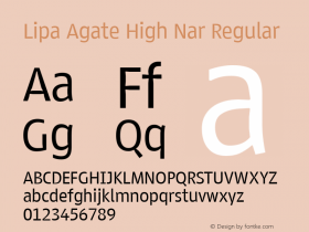 Lipa Agate High Nar Version 1.000;PS 001.000;hotconv 1.0.70;makeotf.lib2.5.58329 DEVELOPMENT Font Sample