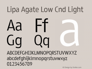 Lipa Agate Low Cnd Light Version 1.000;PS 001.000;hotconv 1.0.70;makeotf.lib2.5.58329 DEVELOPMENT Font Sample