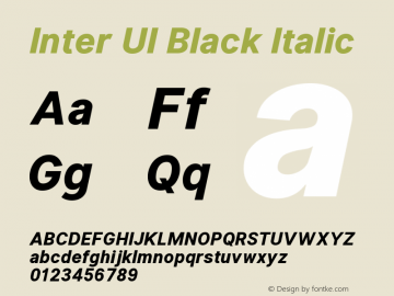 Inter UI Black Italic 2.5;86daccf Font Sample