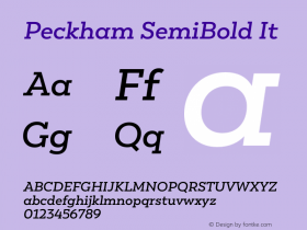 Peckham SemiBold It Version 1.001;PS 001.001;hotconv 1.0.88;makeotf.lib2.5.64775图片样张