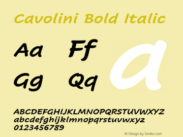 Cavolini Bold Italic Version 1.00, build 8, s3 Font Sample