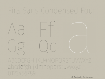 Fira Sans Condensed Four Version 4.301;PS 004.301;hotconv 1.0.88;makeotf.lib2.5.64775 Font Sample