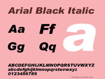 Arial Black Italic Version 1.00图片样张