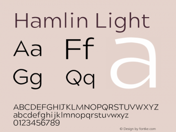 Hamlin Light Version 1.000;PS 001.000;hotconv 1.0.88;makeotf.lib2.5.64775图片样张