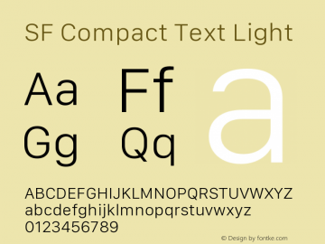 SF Compact Text Light Version 1.00 December 6, 2016, initial release Font Sample