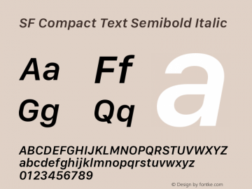 SF Compact Text Semibold Italic Version 1.00 December 6, 2016, initial release Font Sample