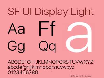 SF UI Display Light Version 1.00 December 6, 2016, initial release Font Sample