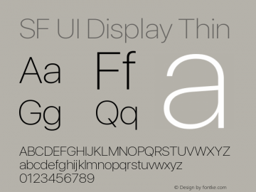 SF UI Display Thin Version 1.00 December 6, 2016, initial release Font Sample