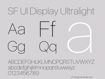 SF UI Display Ultralight Version 1.00 December 6, 2016, initial release Font Sample