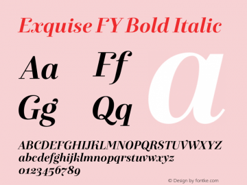 ExquiseFY-BoldItalic Version 1.902 Font Sample