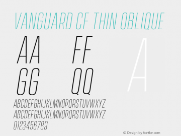 Vanguard CF Thin Oblique Version 1.200;PS 001.200;hotconv 1.0.88;makeotf.lib2.5.64775 Font Sample