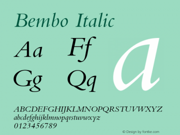 Bembo Italic Version 1.00图片样张