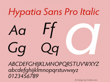 HypatiaSansPro-It Version 2.072;PS 1.000;hotconv 1.0.67;makeotf.lib2.5.33168 Font Sample