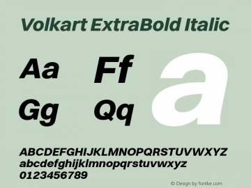 Volkart ExtraBold Italic Version 1.001 Font Sample