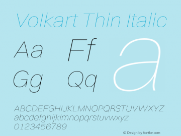 Volkart Thin Italic Version 1.001图片样张