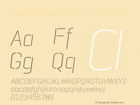 GeogrotesqueStencilC-ThIt Version 1.000;PS 001.001;hotconv 1.0.56 Font Sample