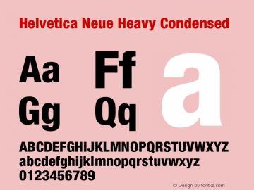 HelveticaNeue-HeavyCond 001.000 Font Sample