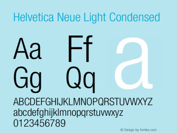 HelveticaNeue-LightCond 001.000 Font Sample