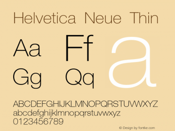HelveticaNeue-Thin 001.003 Font Sample