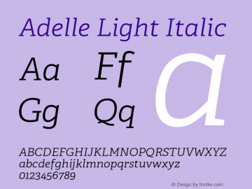 Adelle-LightItalic Version 1.001 Font Sample