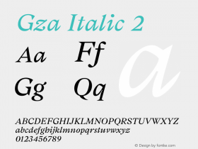Gza Italic 2 Version 1.000;PS 001.000;hotconv 1.0.88;makeotf.lib2.5.64775 Font Sample