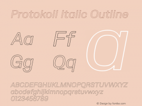 Protokoll-ItalicOutline Version 1.0 | wf-rip Font Sample