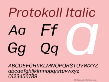 Protokoll-Italic Version 1.0 | wf-rip Font Sample