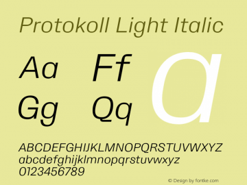 Protokoll-LightItalic Version 1.0 | wf-rip Font Sample
