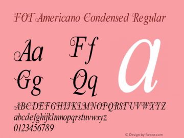 FOTAmericano-CondensedRegular Version 1.000 Font Sample