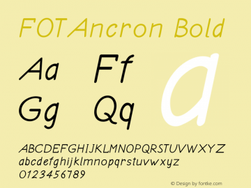 FOTAncron-Bold Version 1.000 Font Sample