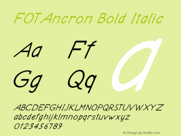 FOTAncron-BoldItalic Version 1.000 Font Sample