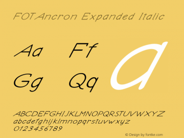 FOTAncron-ExpandedItalic Version 1.000 Font Sample