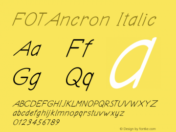 FOTAncron-Italic Version 1.000 Font Sample