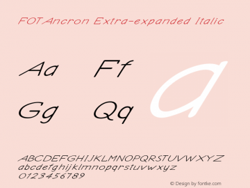 FOTAncron-ExtraexpandedItalic Version 1.000 Font Sample