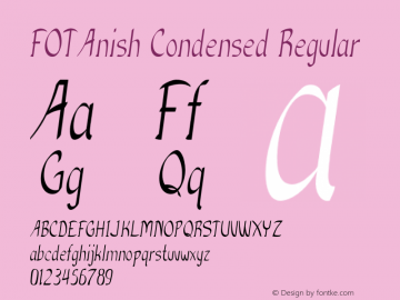 FOTAnish-CondensedRegular Version 1.000 Font Sample