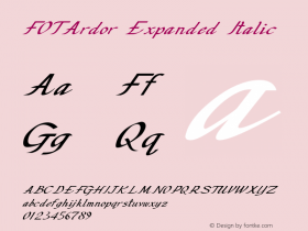 FOTArdor-ExpandedItalic Version 1.000 Font Sample