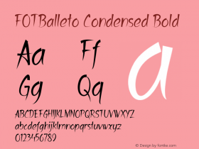 FOTBalleto-CondensedBold Version 1.500 Font Sample