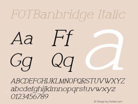 FOTBanbridge-Italic Version 1.000 Font Sample