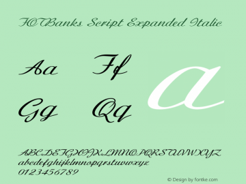 FOTBanksScript-ExpandedItalic Version 1.000 Font Sample