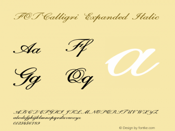 FOTCalligri-ExpandedItalic Version 1.500 Font Sample