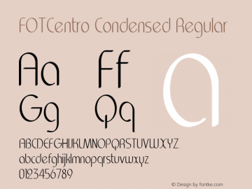 FOTCentro-CondensedRegular Version 1.000 Font Sample