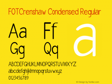 FOTCrenshaw-CondensedRegular Version 1.000 Font Sample